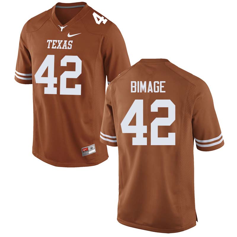 Men #42 Marqez Bimage Texas Longhorns College Football Jerseys Sale-Orange